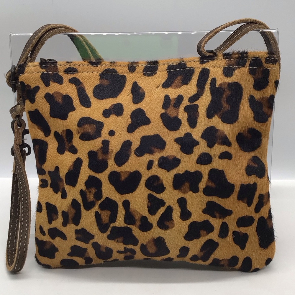 Myra Upcycle Retro Leopard Print Hair on Hide Clutch\Shoulder Bag